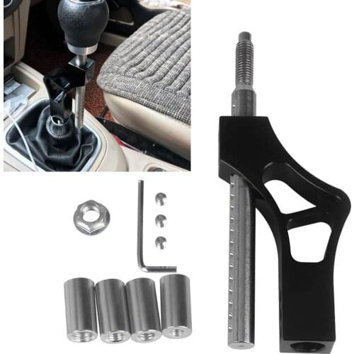 Universal Aluminium Adjustable Gear Shift Knob Extender Height Lever Extension Car Gear Shifter Extender with 8/10/12mm Adapters