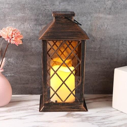 Vintage Solar Lantern Lamp Waterproof Outdoor Garden Hanging Flameless Candle Lights Outdoor Decorative Lights