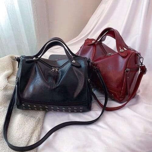 2020 Large Capacity Women Bag Shoulder Tote Bag washed PU Motorcycle Messenger bags casual handbags Top-handle bags