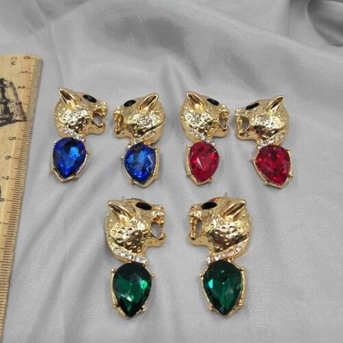 United States with Qingdao jewelry earring temperament joker red people really golden glass leopards D90 silver earring