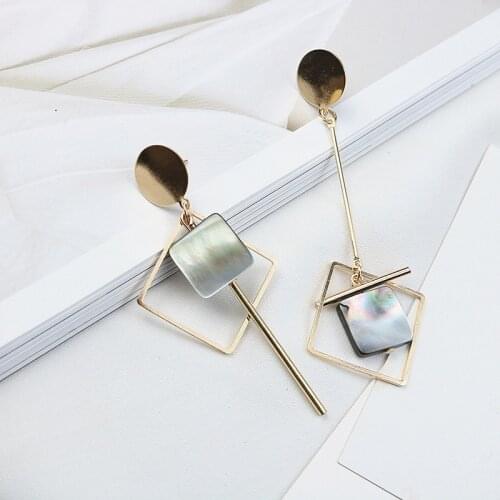 Fashion Girl Jewelry Rhombus Geometry Shape Asymmetric Drop Earrings for Women Statement Earrings Exquisite Gift