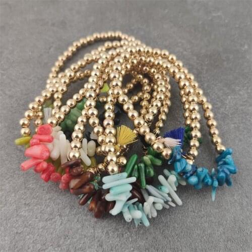 High Quality golden CCB Coral Stone Beads Bracelets for Women Elegant Natural Coral Bracelets Bangles Women Jewelry Gifts
