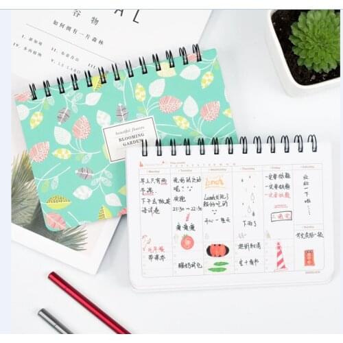 Kawaii Agenda 2021 2022 Weekly Planner Spiral Cat Notebook For School Stationery Flower Daily Plan Sketchbook Office Supplies