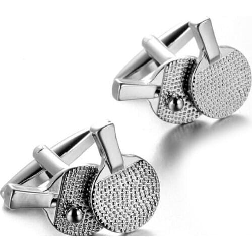 10pairs/lot New Table Tennis Bat Cufflinks Copper Racket Ping-pong Bats Shape Cuff LInks Shirt Cuff Button Mens Jewelry Party