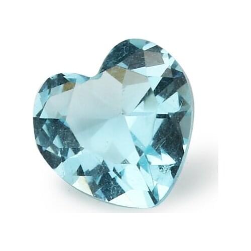 100pcs 3x3~10x10mm Heart Shape Loose Stone Light Seablue Color Glass Synthetic Gems For Jewelry DIY Stone