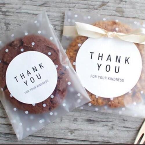 100pcs/Set Translucent Dots Plastic Cookie Packaging Bags Cupcake Wrapper Self Adhesive Bags Birthday Christmas Party Gift bags