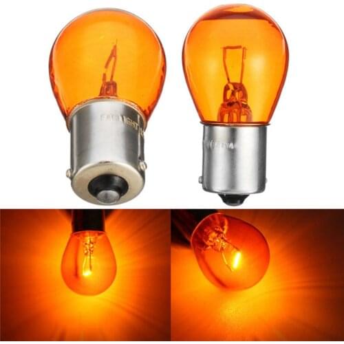 2Pcs 1156 BA15S Glass High Power Low Consumption Car Auto Stop Light Brake Bulb Indicator Lamp 21W DC12V White/Amber#289597