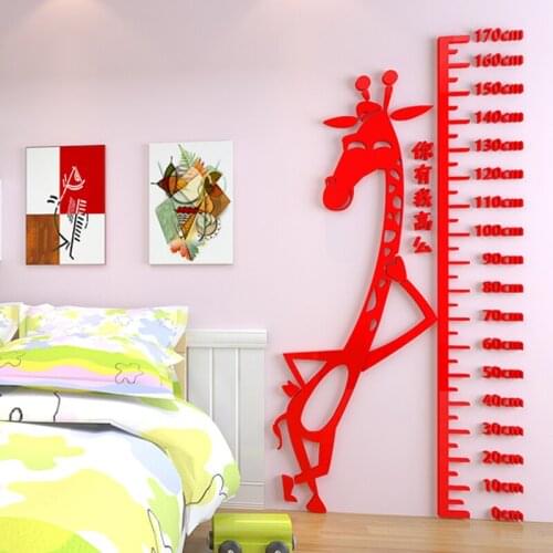 2016 New Creative Child Adult Cartoon 3D stereo Height stickers Diy Hand funny giraffe wall sticker Kids room Nursery Home decor