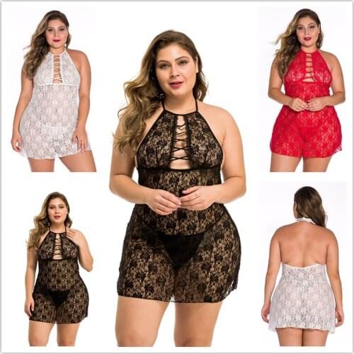 2021 Womens Underwear Sexy Lingerie Large Size Pajamas Sleeping Skirt Lace Transparent Sling Chiffon Within Temptation