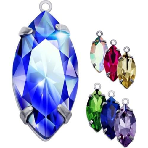 30pcs/lot Crystal Glass Horse Eye Charms Pendants for Jewelry Making Charm Necklaces Earrings Findings DIY Handmade Accessories