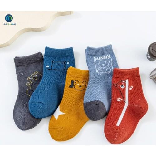 5 Pair/Lot Baby Socks For Kids Girls Boy Cotton Cartoon Animals Toddler Knitted Socks Newborn Baby Accessories Child Miaoyoutong