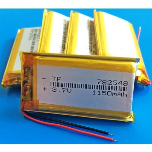 5 pcs 3.7V 1150mAh lipo polymer lithium Rechargeable battery 782548 for GPS DVD Recorder headset e-book camera 7.8*25*48mm