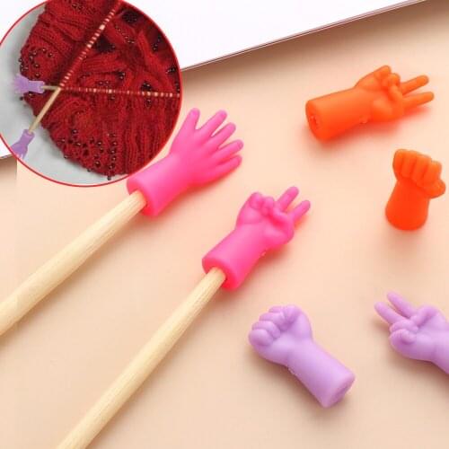 6pcs Knitting Needles Stitch Protectors For DIY Weave Stopper Needle Gesture Shape Tip Non-slip Tail Buckle Craft Sewing Tools