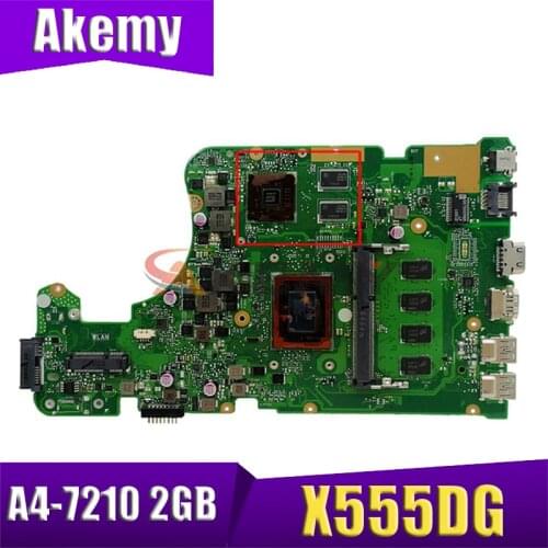 Akemy For ASUS X555DG X555YI X555Y x555d original motherboard X555YI notebook mainboard with A4-7210 CPU 2GB RAM test full 100