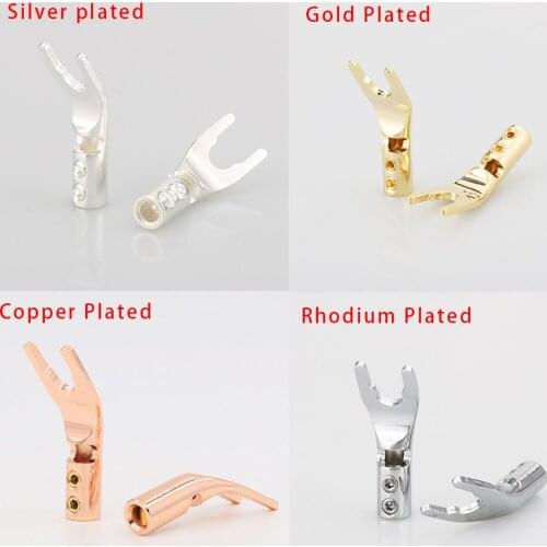Audiocrast VSY00G/S/R/CU 24K Gold/Silver/Rhodium/Copper Plated Solid Copper Plug Spade Plug Speaker Cable Wire Connector HiFi