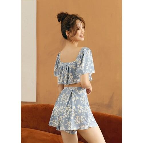 Ruffle Bikini Set Womens Two Piece Swimwear High Waist Biquinis Push Up Padded Swimsuit Summer Beach Bathing Suit Korea Design