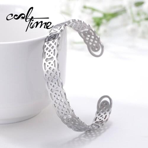 COOLTIME Stainless Steel Cuff Bracelet Engraving Inspiration Female Magnetic Health Bracelet Jewelry Gifts for Women