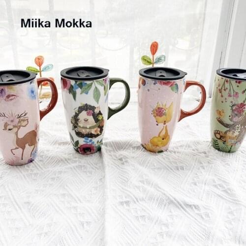 American Style Water Cup 500-600ml Microwavable Super Large Capacity Portable Mug Creactive Ceramic Cup Girl Cute Couple Cup