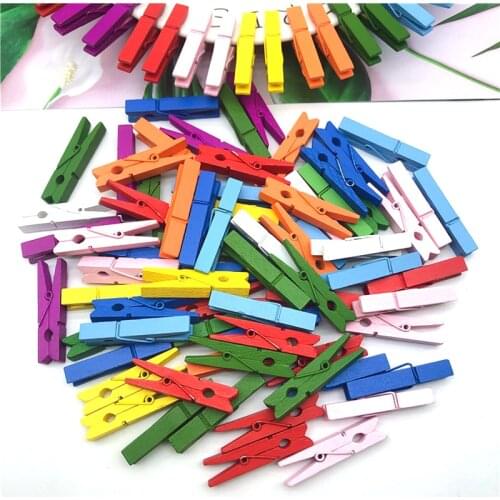 Mini Color Wooden Clips 25/35/45/72mm Wooden Clothes Photo Paper Clips Clothespin Craft Postcard Clips Portable Wood Clamp Clips