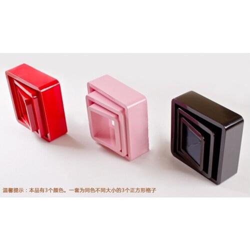 3pieces / lot square Shaped Decorative Wall Shelves Wood Wall Shelves Modern pink,white 3D Wall Sticker Korean Wall Shelfs