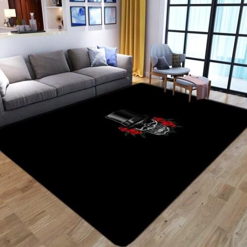 Flannel 3D Skull Rectangular Floor Rugs Gothic Anti slip Area Rug Halloween Bedroom Decorative Big Carpet Tapete Horror Doormat