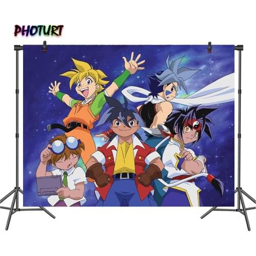 PHOTURT Beyblader Photography Backdrop Boy Birthday Party Background Cartoon Anime Polyester Vinyl Photo Banner Props