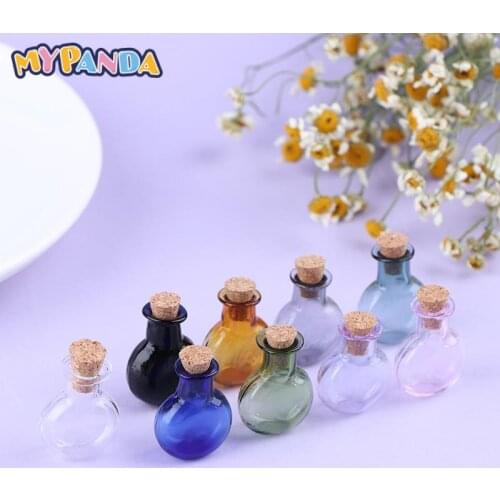 Hot Sale 2Pcs 1:12 Dollhouse Miniature Glass Color Bottles Cork Bottles Tiny Jar Model For Dollhouse Decoration