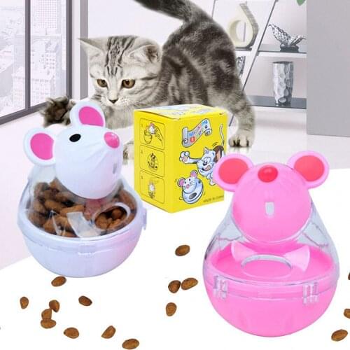 Pet Cat Toy Tumbler Feeder Cartoon Mouse Leaking Food Ball Food Dispenser Kitten Funny Interactive Toy Pet Educational Toys