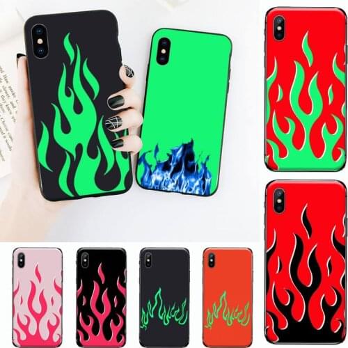 Cool Green Red Flame Fire Phone Case for iPhone 11 12 mini pro XS MAX 8 7 6 6S Plus X 5S SE 2020 XR