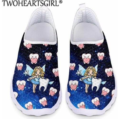 Galaxy Style Women Flats Shoes Nursing Gradient Cartoon Nurse Girls Casual Footwear Female Dentist Fairy Print Shoe Sneakers