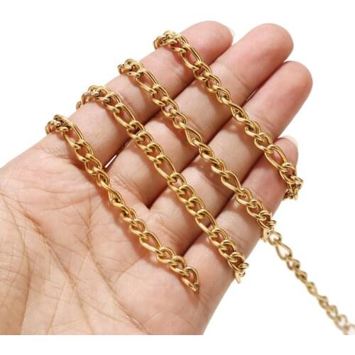 1m/2m Stainless Steel 6mm Width Round Figaro Chains 3:1 Heavy Link Chain For DIY Jewelry Making Necklaces Bracelets Findings