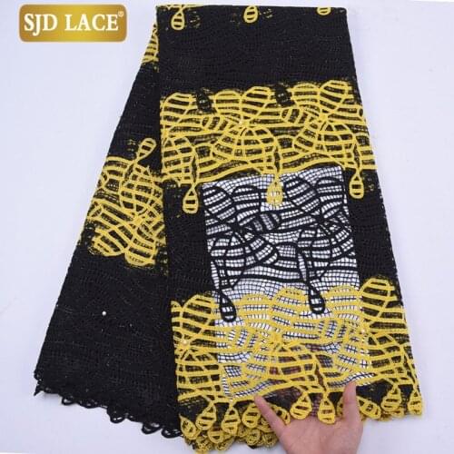 SJD LACE 2020 New Design African Lace Fabric With Beads High Quality Water Soluble Guipure Cord Lace For Wedding Party Sew A2121