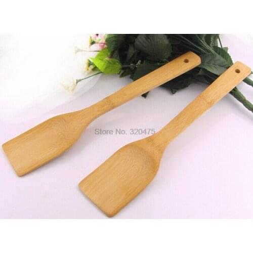 By dhl 1000pcs high quality Health Bamboo Wood Kitchen Slotted Spatula Spoon Mixing Holder Cooking Utensils Dinner Supplies