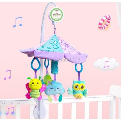 Cartoon Baby Crib Mobiles Rattles Music Educational Toys Bed Bell Carousel for Cots Infant Baby Toys 0-12 Months for Newborns