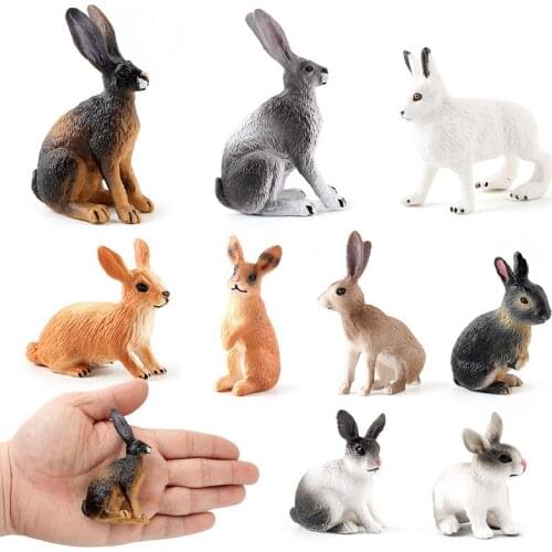 Simulation Animal Rabbit Model Action Figures Collection Miniature Cognition Educational Toys For Children Gift