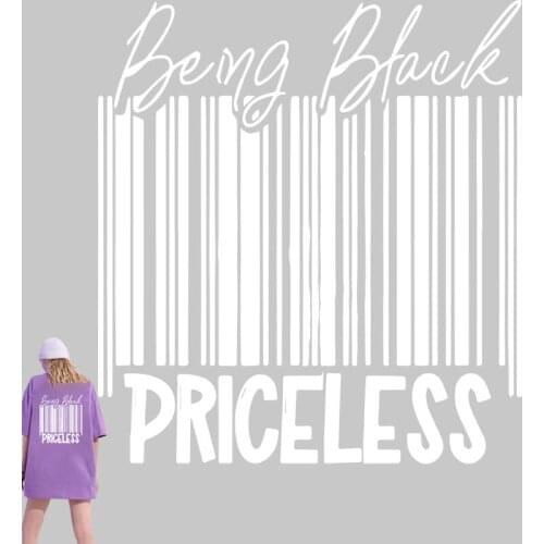 Fashion trend white vertical stripe monogram pattern Heat Vinyl Ironing Stickers Decor Stickers Printed Decoration patches