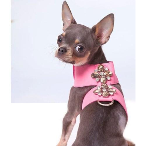 Fashion Reflective Diamond Bling Rhinestone Dog Superfine Pet Harness For Small Medium Dog Harnesses Vest Pet Supplies