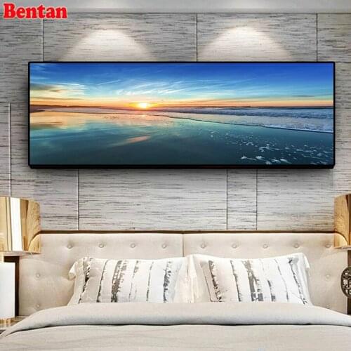 Diy diamond painting Beach Sunset landscape mosaic diamond pictures rhinestone embroidery full square round 5d cross stitch