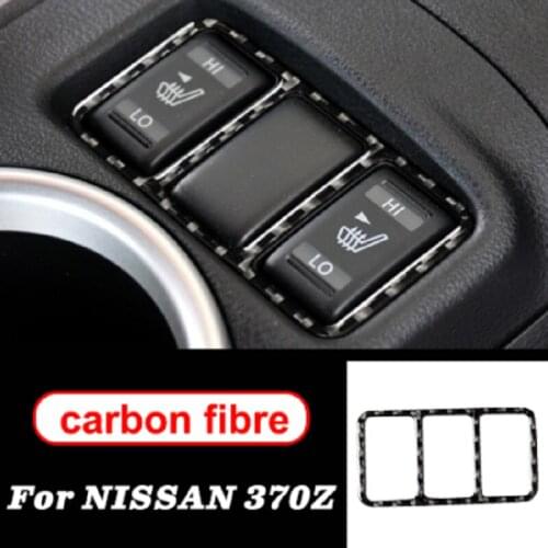 For Nissan 370z z34 2009-2020 Carbon Fiber center console Sticker Seat heating button Frame Cover Trim Interior Auto accessories