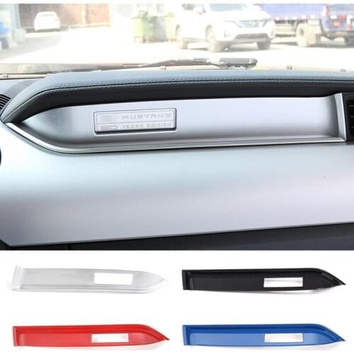 MOPAI Car Interior Moulding Copilot Seat Dashboard Decoration Strip Trim ABS Stickers For Ford Mustang 2015 Up Car Styling