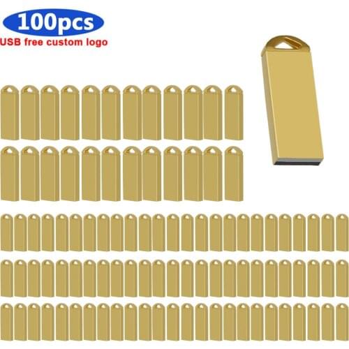 Bulk 100pcs free Personalize logo Metal USB Flash Drive USB 2.0 High Speed Pen Drive 4GB 8GB 16GB 32GB 64GB USB Waterproof