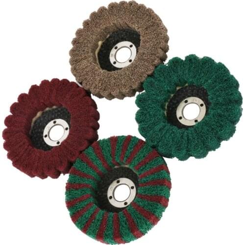 Flap Wheel 4pcs 100mm 4 Inch Grit80 Nylon Fiber Flap Wheel Disc Grinding Polishing Buffing Pad For Grinder For Surface Polishing