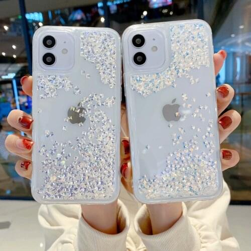Moving Glitter Diamonds Dynamic Liquid Quicksand Phone Cases For iPhone 6 6s 7 8Plus SE2020 X XR 12 Mini 11 Pro Max Clear Cover