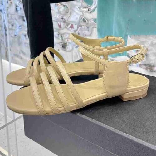 Summer Women Shoes Female Casual Sandals Black Flats Chaussure Ladies New Peep Toe Sandalias Buckle Strap Sandles Fashion