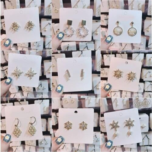 925 Sterling Silver Pin High grade snowflake net red temperament earrings, anti allergy New Year gift in 2021