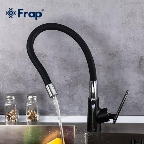 Frap Silica Gel Faucet Swivel Mixer Tap 360 Degree Rotation Hot&Cold Water Black Faucet Torneira Cozinha Kitchen Faucets F4457