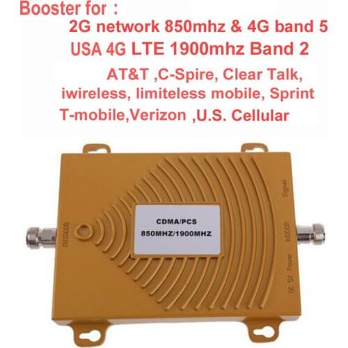 USA 4G booster for AT&T Sprint Verizon T mobile band 5 850mhz CDMA repeater &4G repeater band 2 1900Mhz LTE FDD signal amplifier