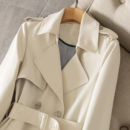 Spring 2021 New Style High End Medium Length British Style Knee White Windbreaker Womens Korean Jacket Thin Style