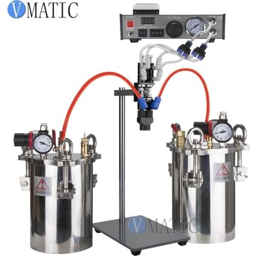 Free Shipping VMATIC Glue Dispenser AB Equipment Automatic Glue Dispensing Machine With 2pcs 10L Pressuer Tank & Dual Valve