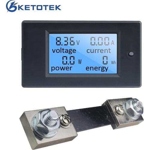 20A/50A/100A Digital Meter DC 6.5-100V Voltmeter Ammeter LCD 4 in1 Volt Amep Power Energy Meter Detector Amperimetro Shunt